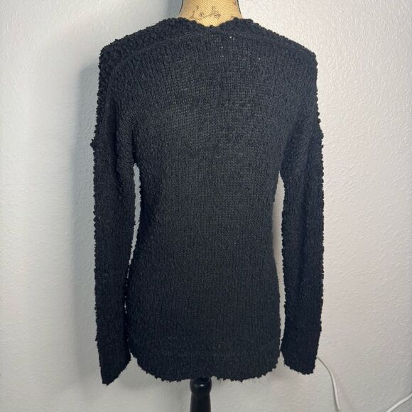 Abercrombie Fitch V-Neck Teddy Tunic Sweater Black Size S Cozy Lounge Classic - Picture 8 of 8